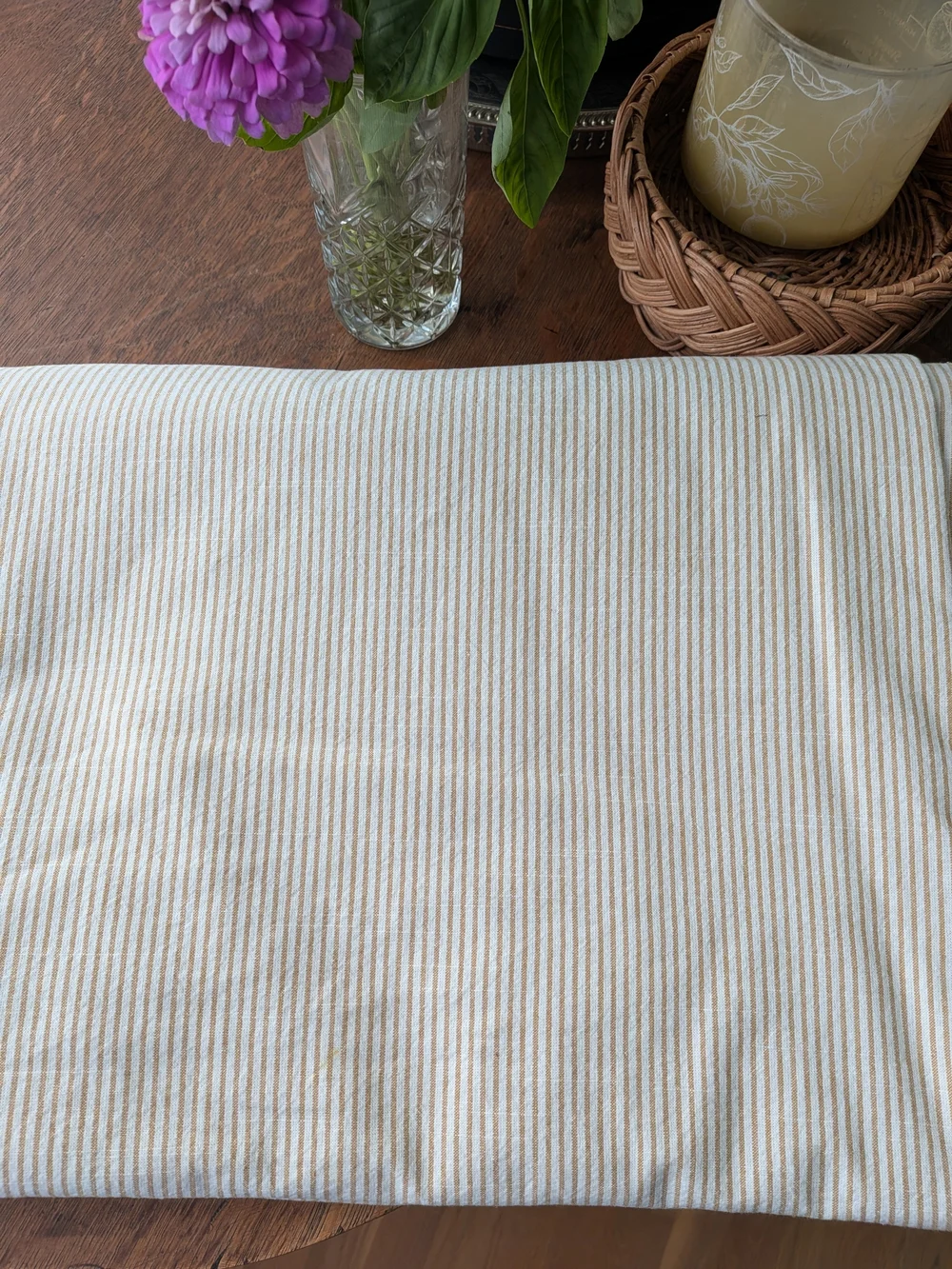 IKEA Beige and White Striped Cotton Duvet Cover Twin